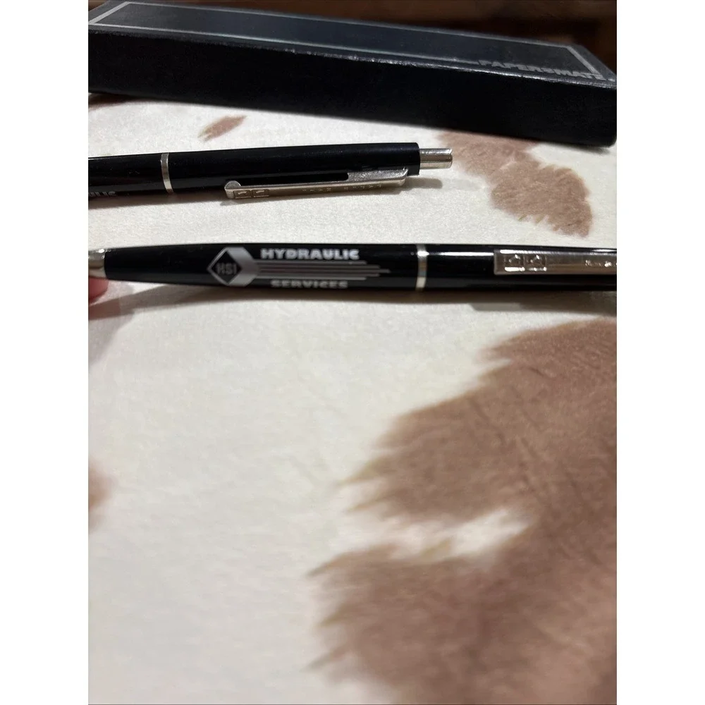VTG 1980s Paper Mate double heart black body chrome  pen & mechanical pencil set